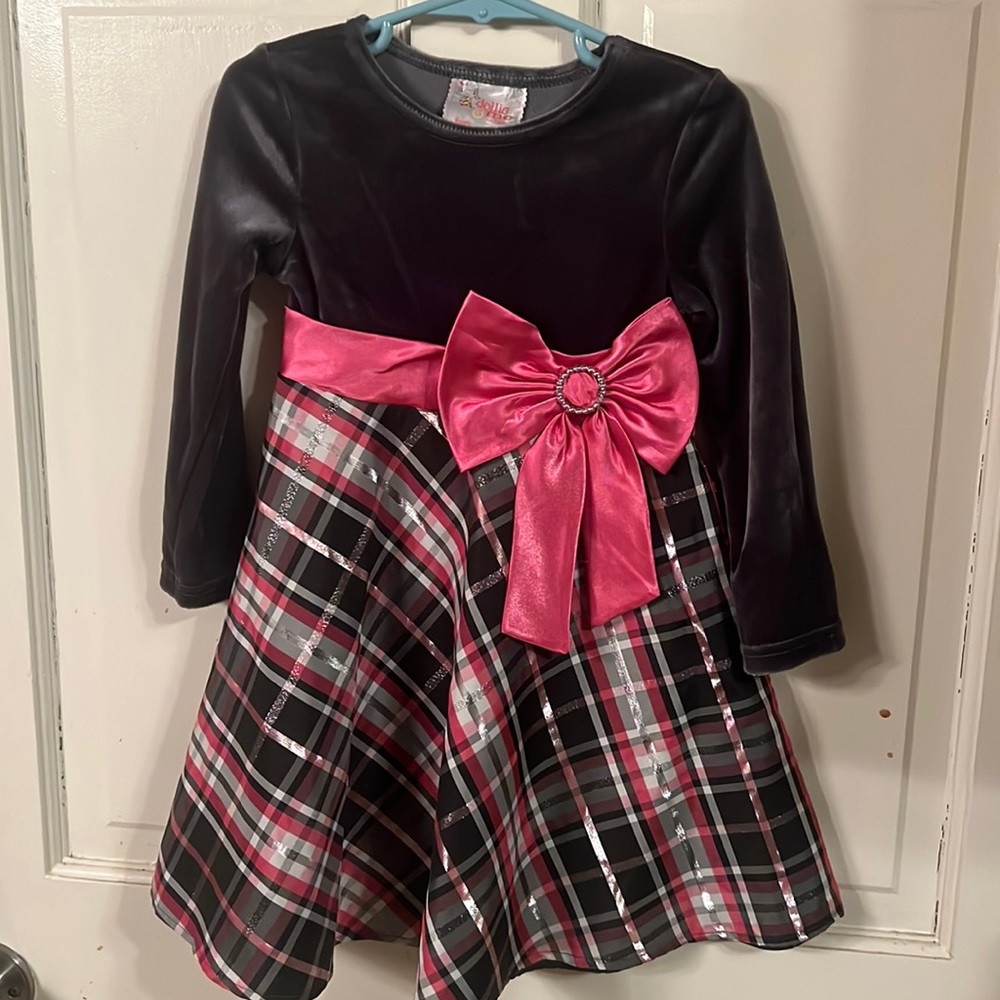 Sz 3T girl’s Christmas holiday dress  gre / pink